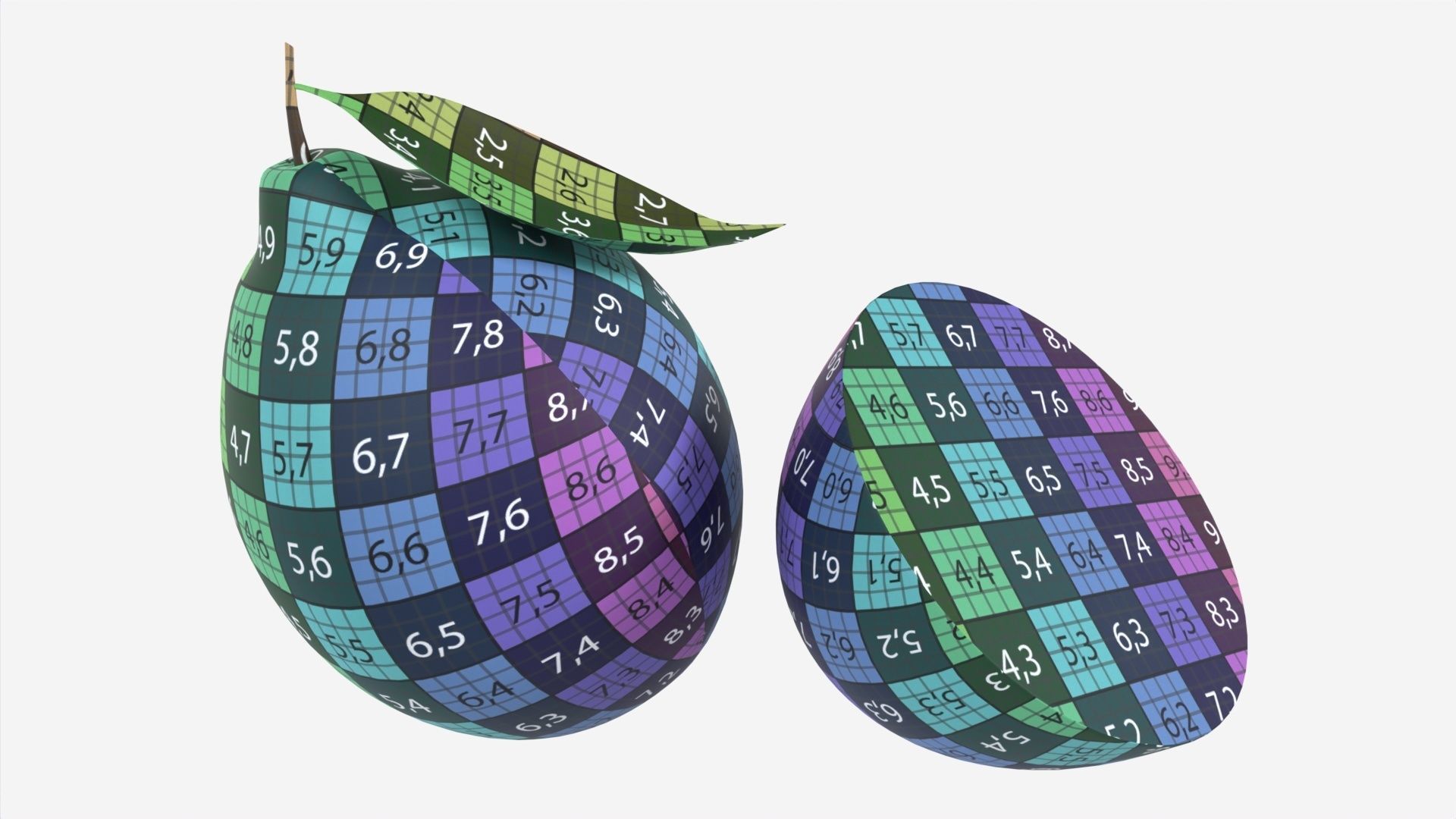 Fresh lemon with slice and leaf 02 3D model_8