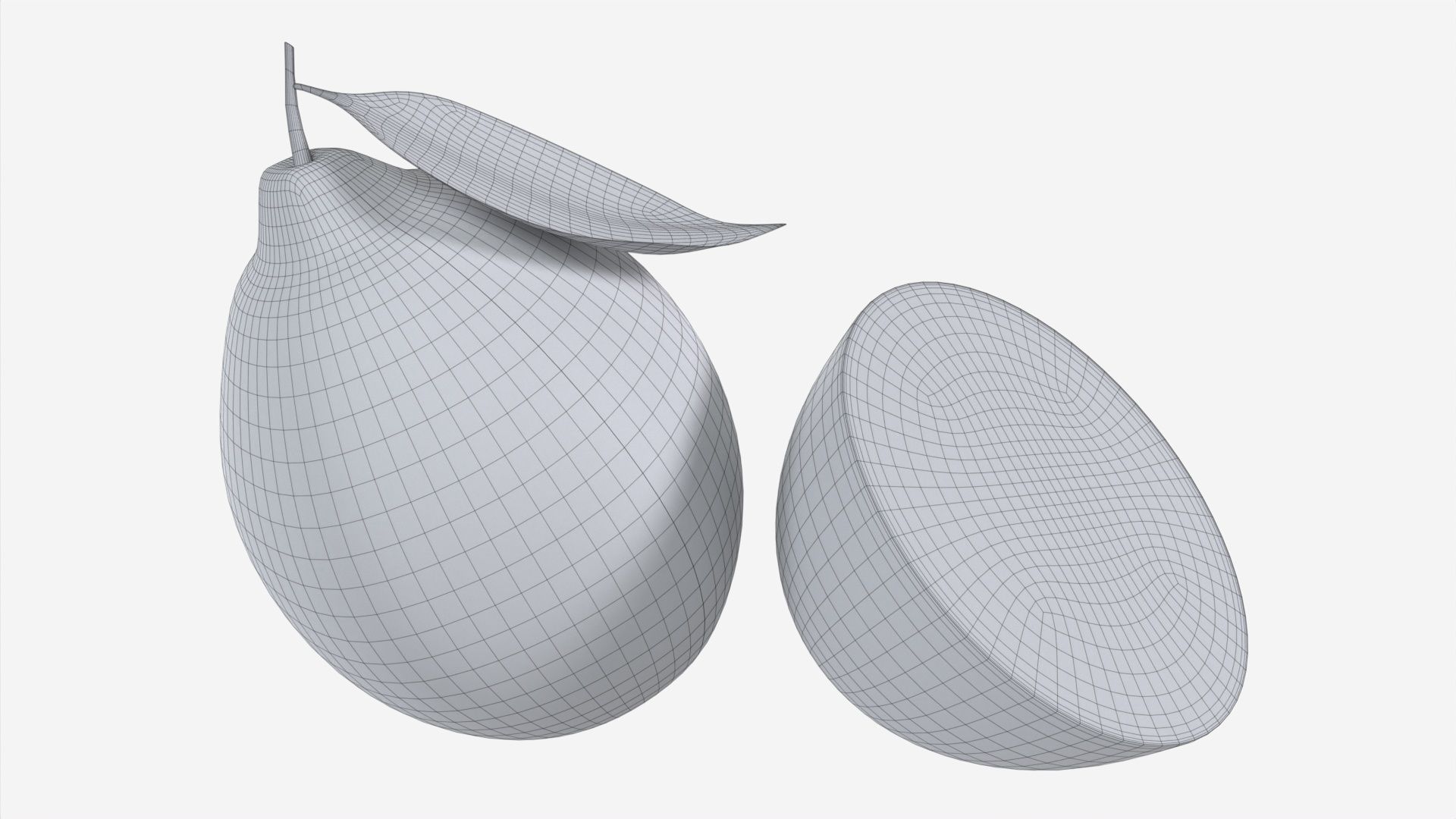 Fresh lemon with slice and leaf 02 3D model_6