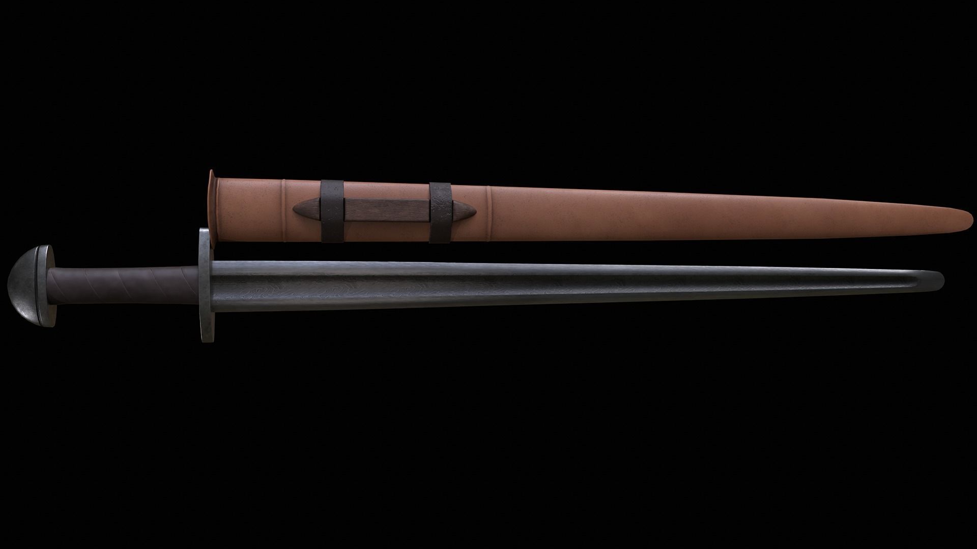 Viking sword Game ready Low-poly 3D model_4