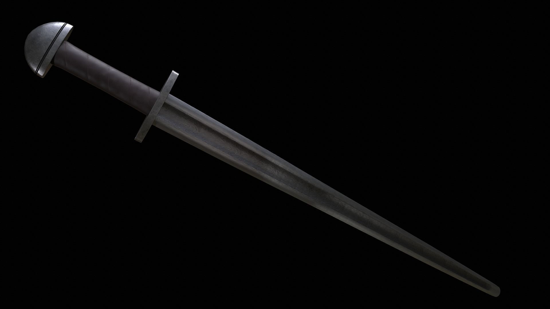 Viking sword Game ready Low-poly 3D model_3