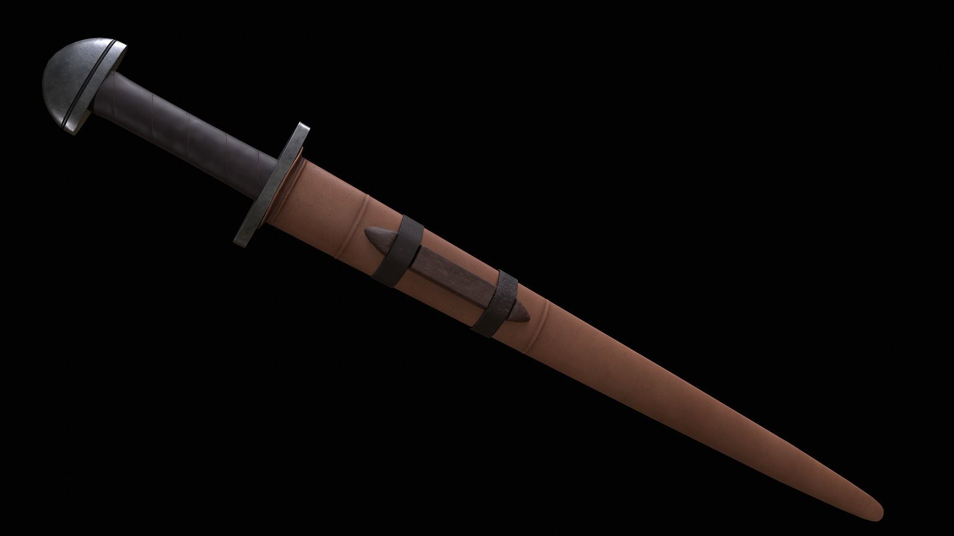Viking sword Game ready Low-poly 3D model_1