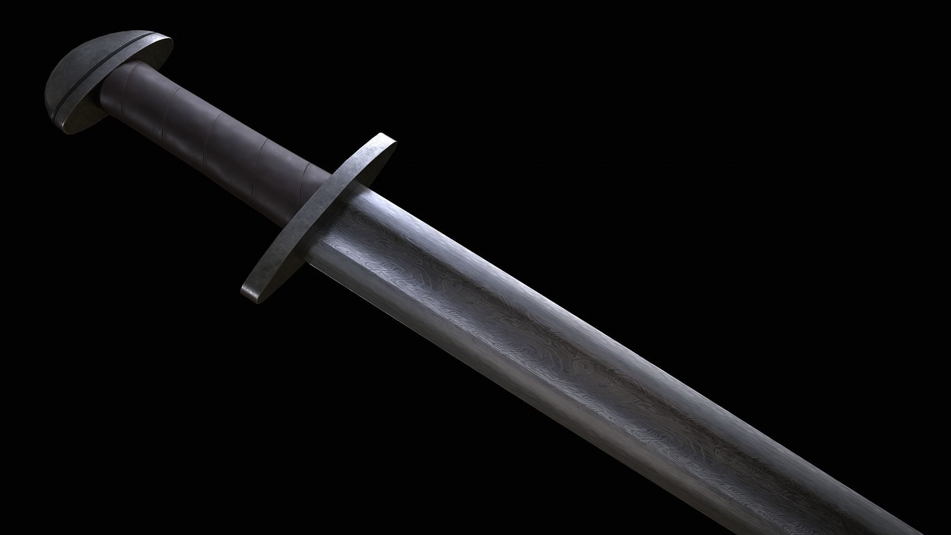 Viking sword Game ready Low-poly 3D model_5