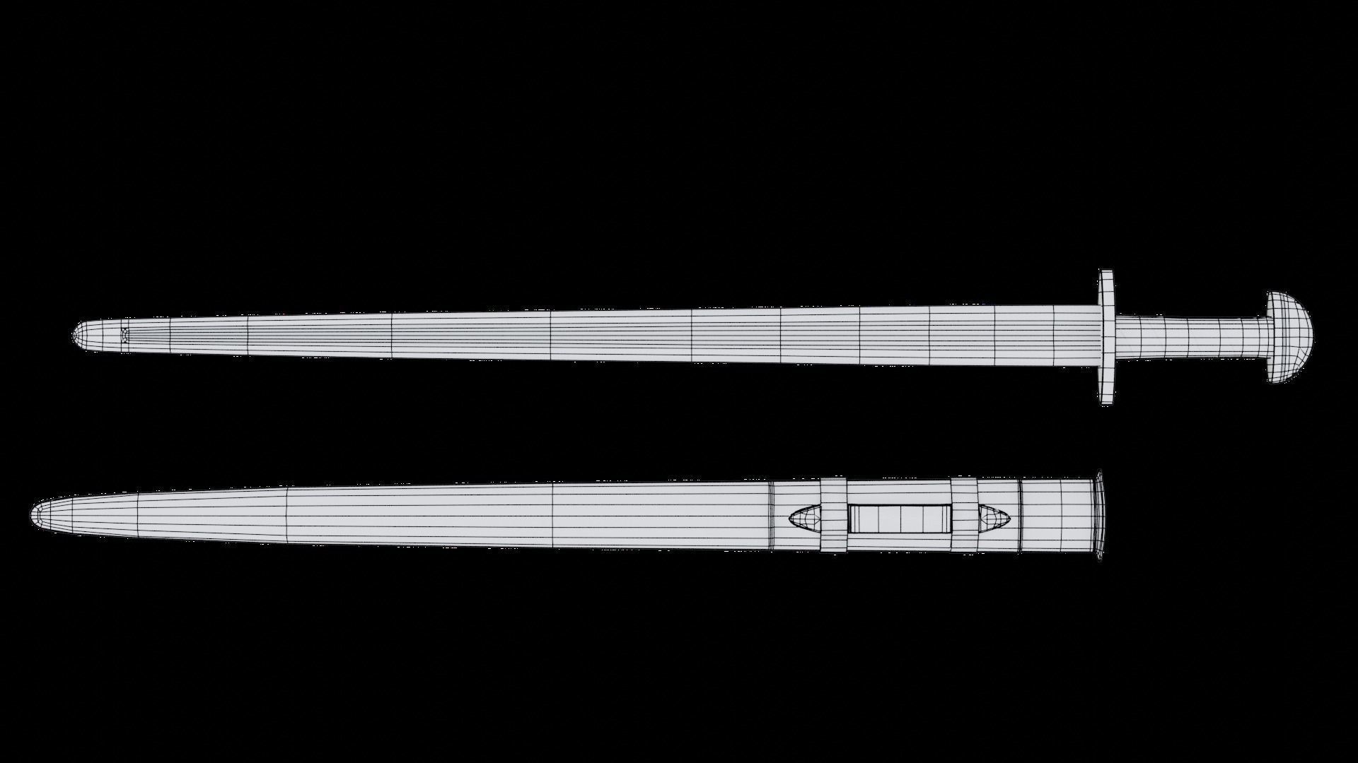 Viking sword Game ready Low-poly 3D model_7