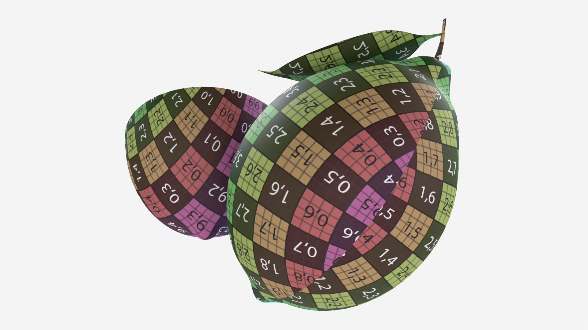 Fresh lemon with slice and leaf green 3D model_9