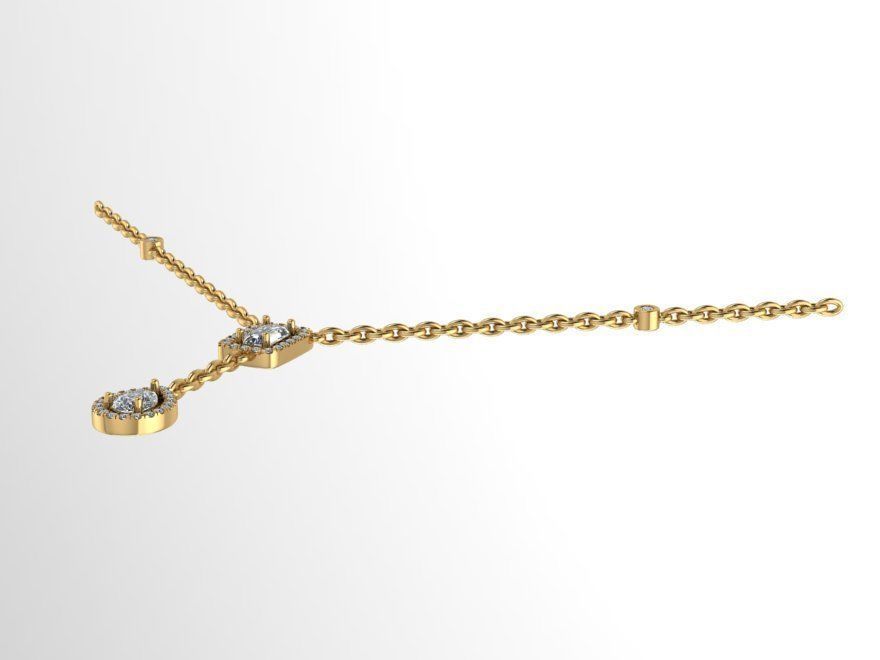 emerald and pear necklace with chain 0013 3D print model_2