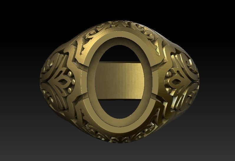 Men traditional rings with stones 3D print model_1