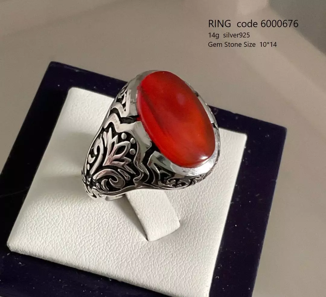 Men traditional rings with stones 3D print model_0