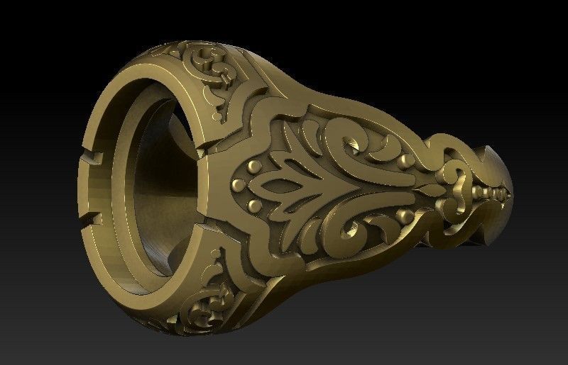 Men traditional rings with stones 3D print model_2