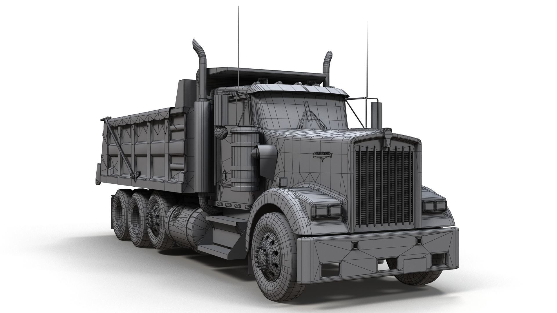 Kenworth dump truck Low-poly 3D model_13