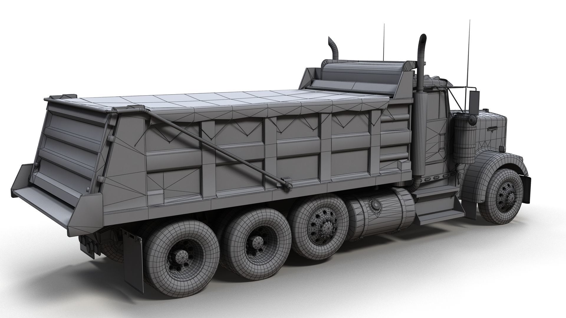 Kenworth dump truck Low-poly 3D model_10
