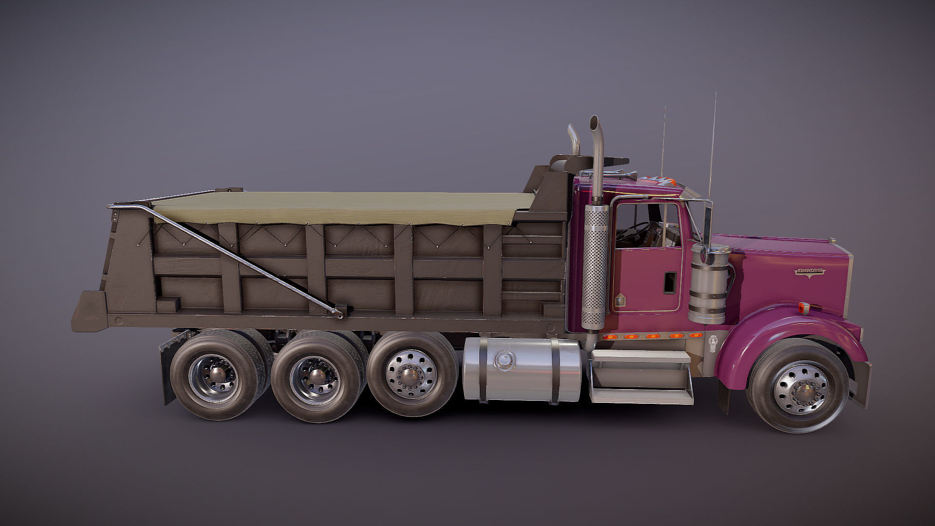 Kenworth dump truck Low-poly 3D model_20