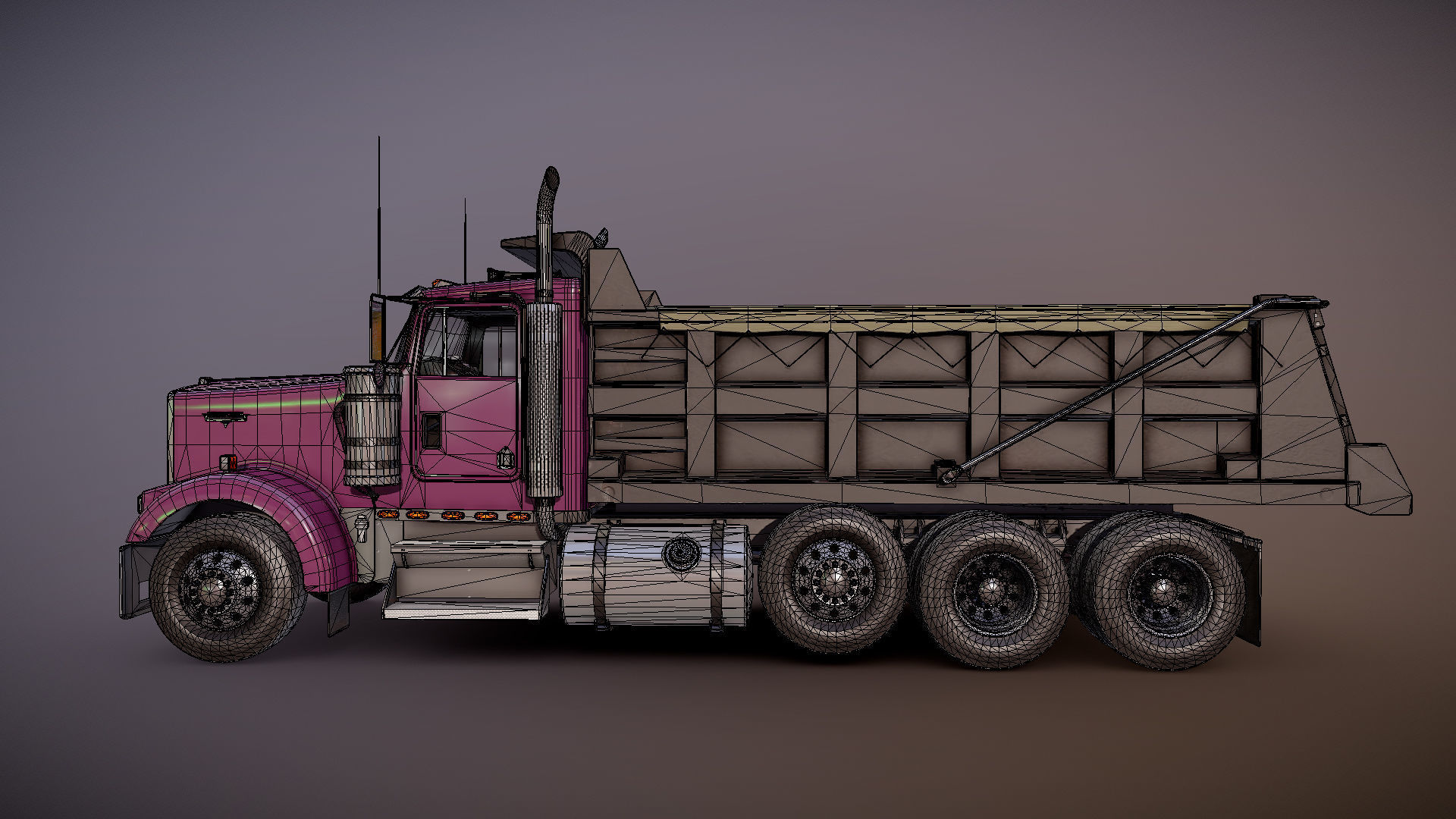 Kenworth dump truck Low-poly 3D model_28