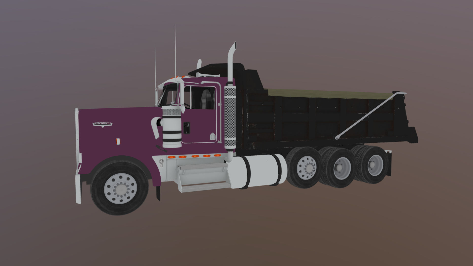 Kenworth dump truck Low-poly 3D model_33