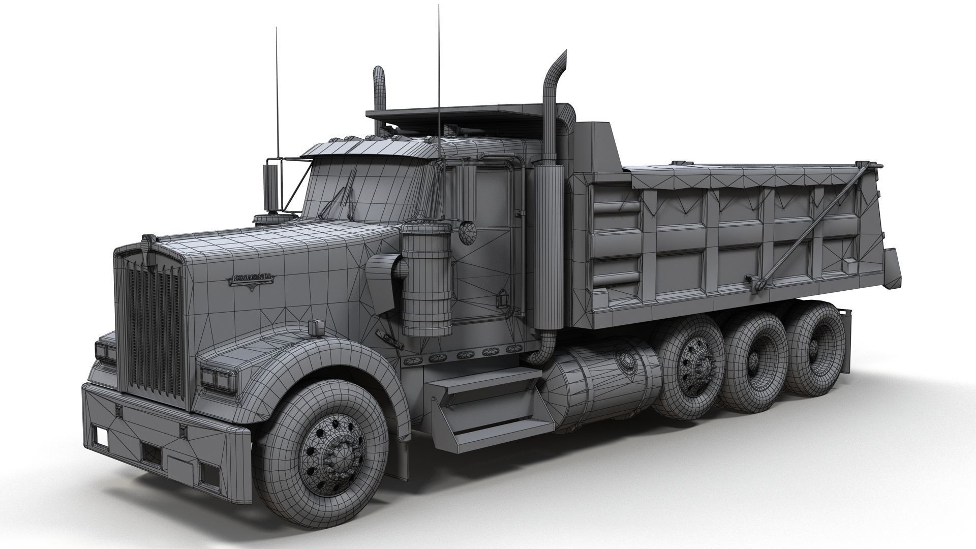 Kenworth dump truck Low-poly 3D model_9