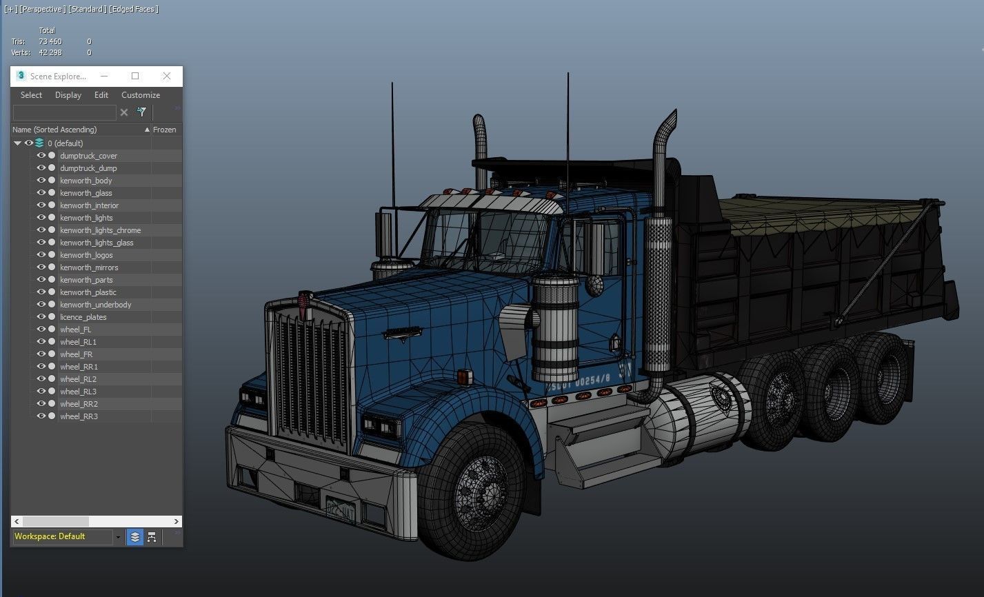 Kenworth dump truck Low-poly 3D model_38