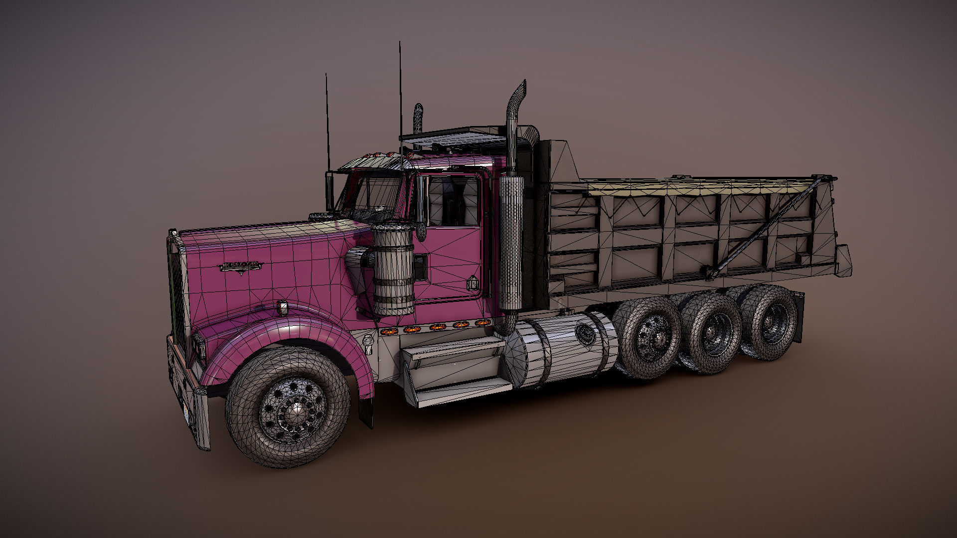 Kenworth dump truck Low-poly 3D model_25