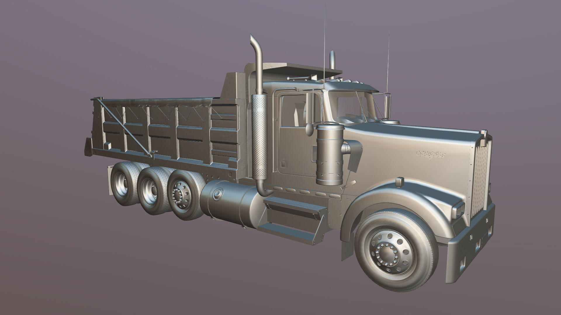 Kenworth dump truck Low-poly 3D model_30