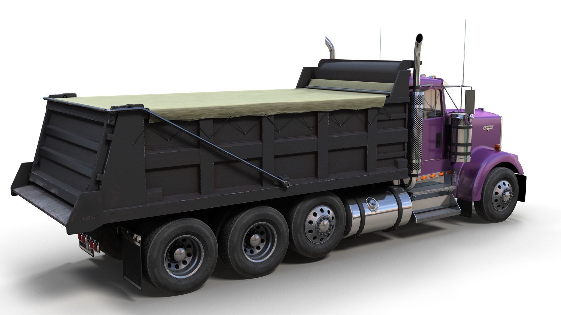 Kenworth dump truck Low-poly 3D model_2