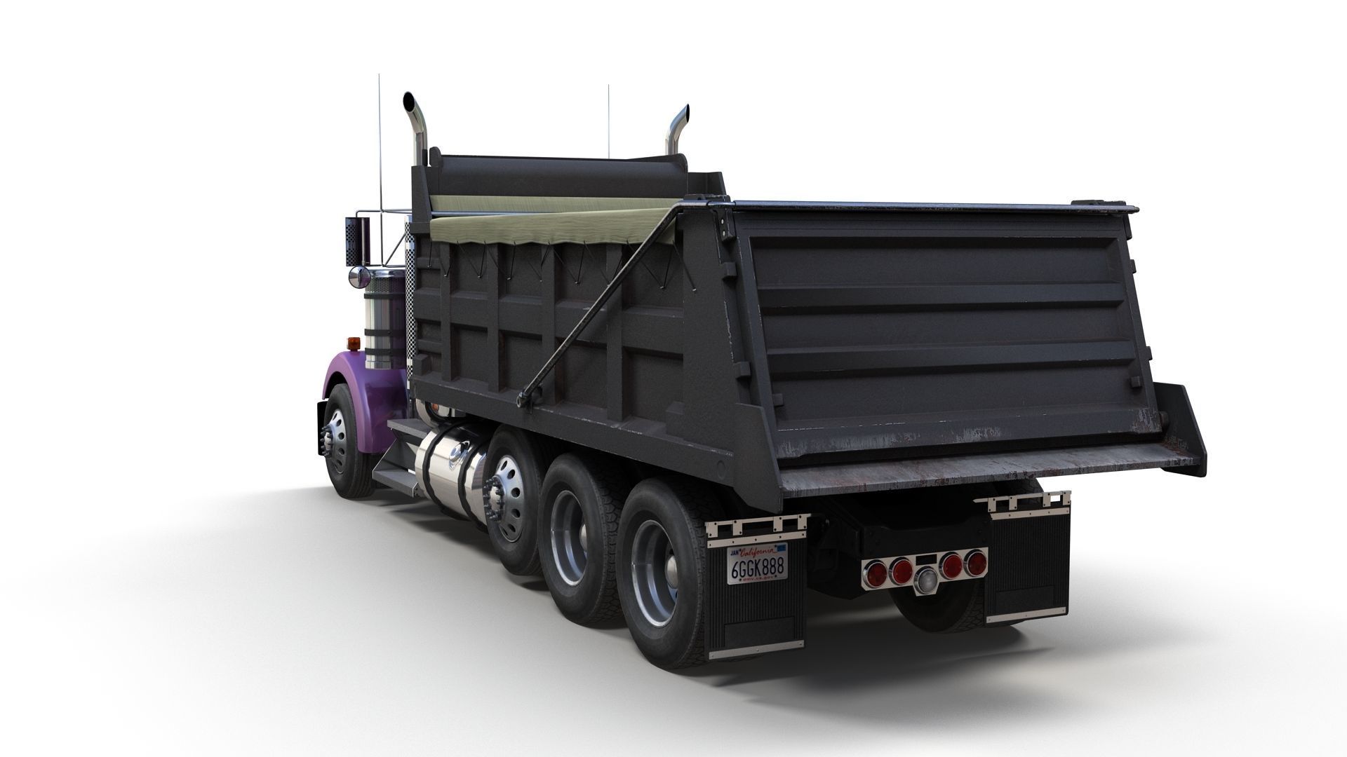Kenworth dump truck Low-poly 3D model_6