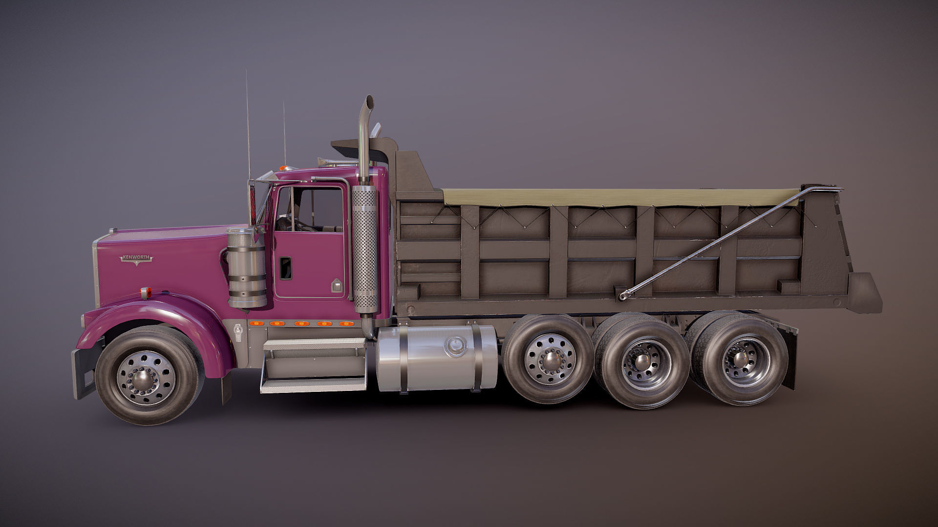 Kenworth dump truck Low-poly 3D model_21