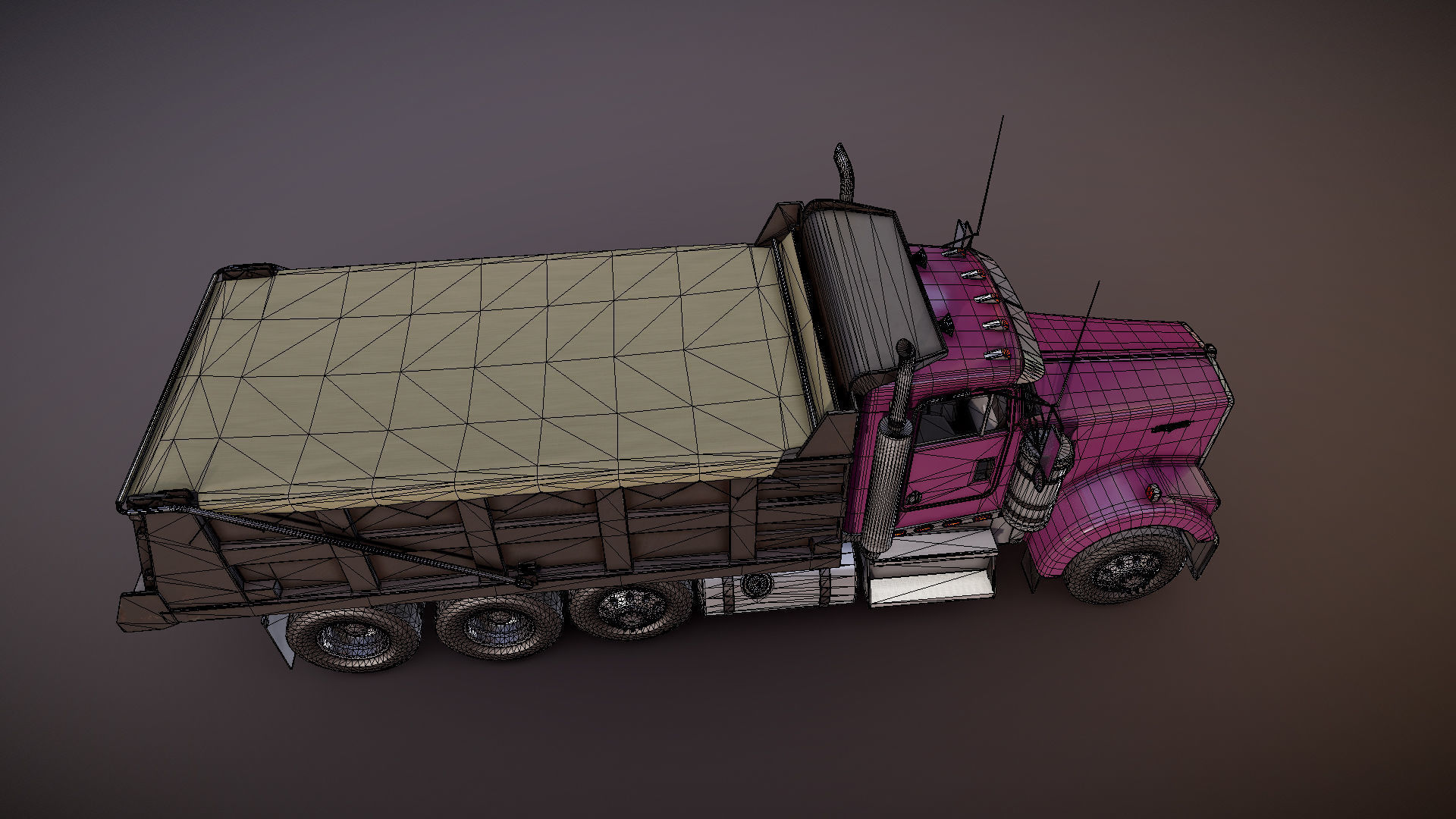 Kenworth dump truck Low-poly 3D model_27