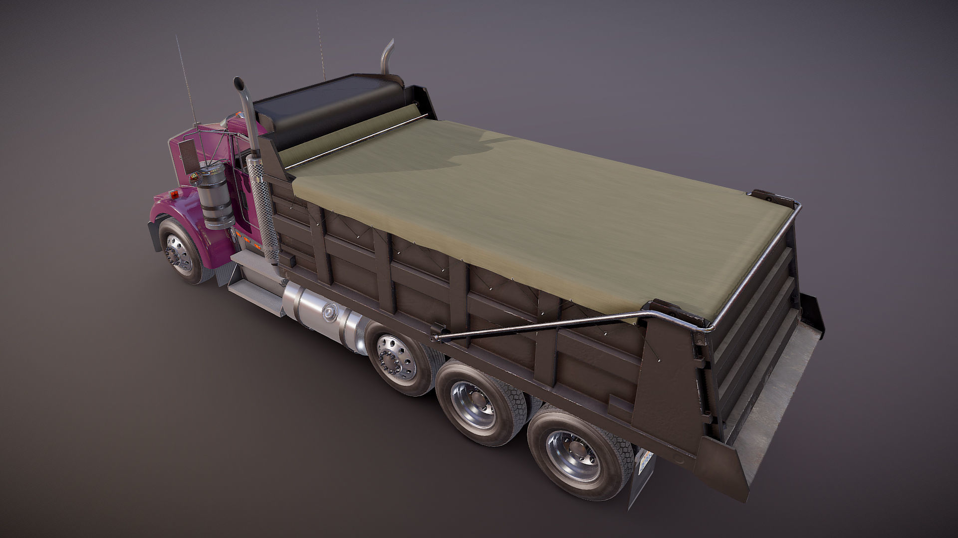 Kenworth dump truck Low-poly 3D model_19