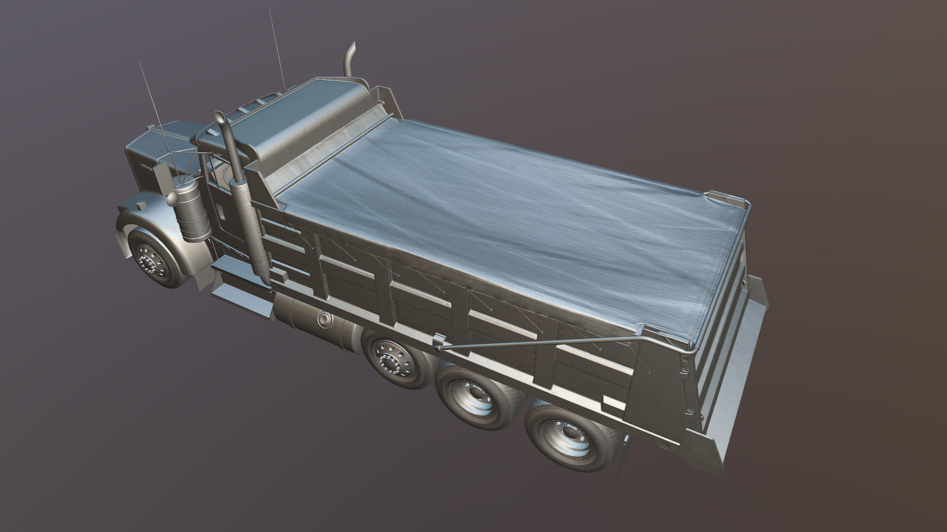 Kenworth dump truck Low-poly 3D model_31