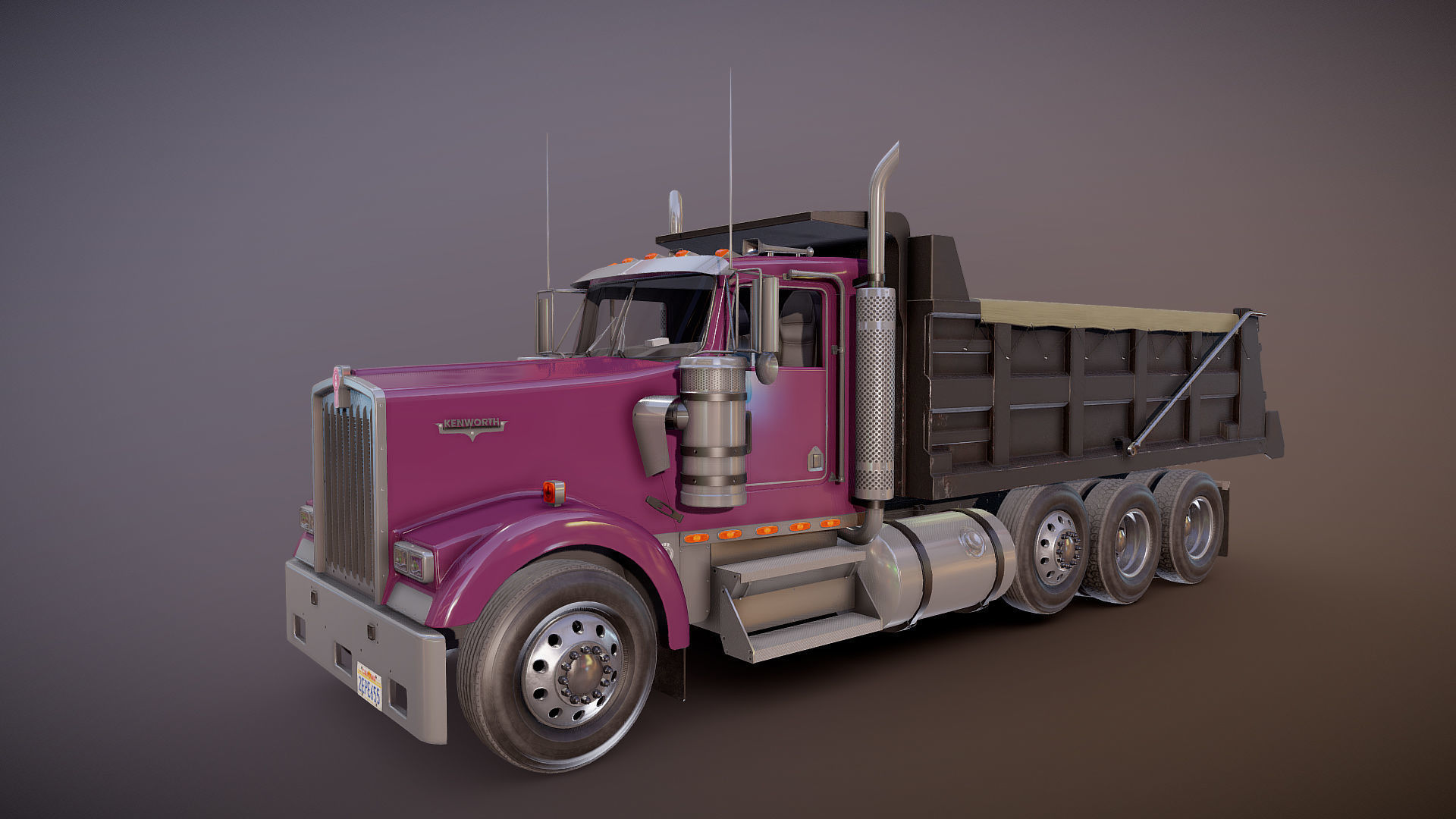 Kenworth dump truck Low-poly 3D model_17