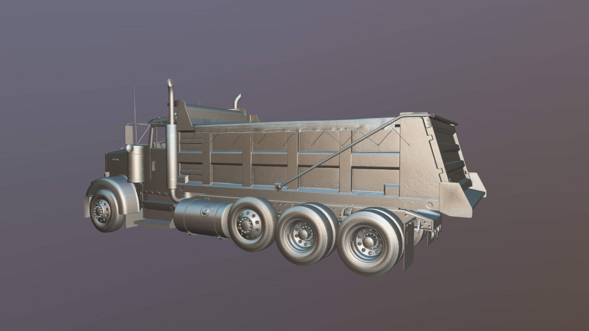 Kenworth dump truck Low-poly 3D model_29