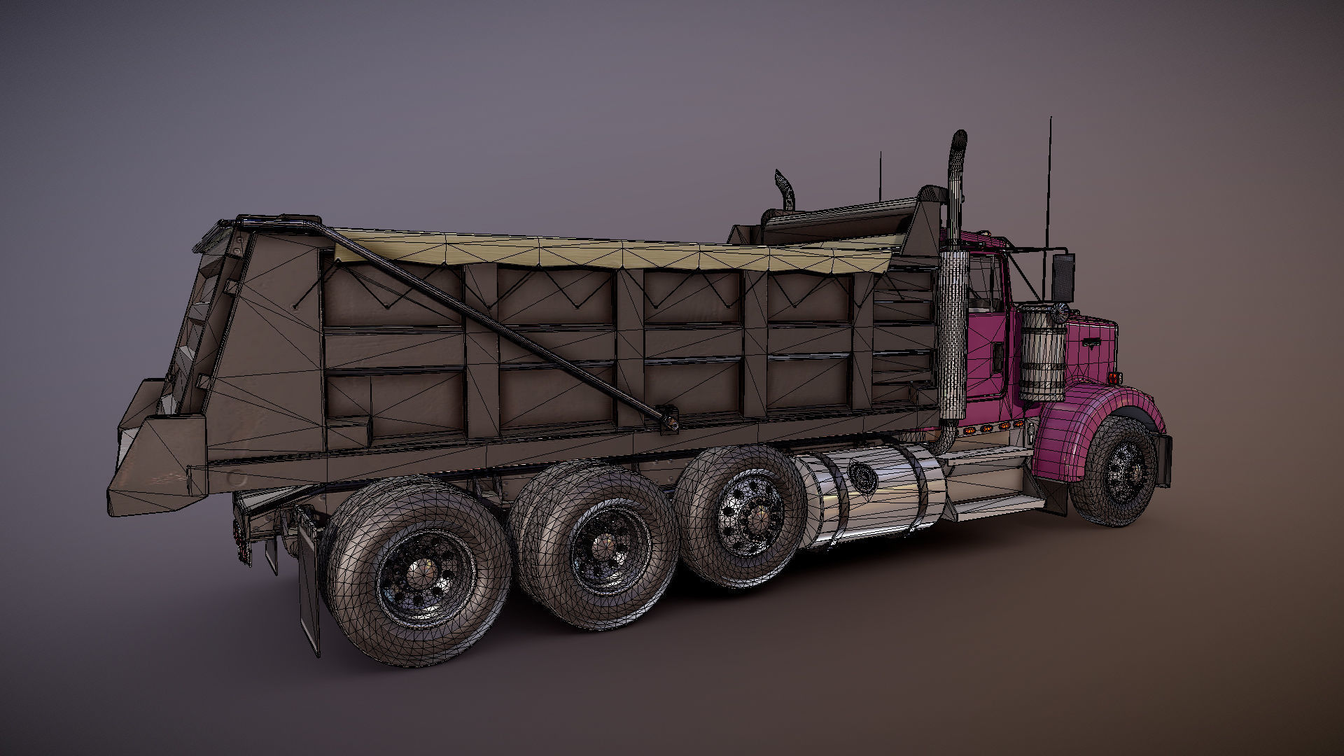 Kenworth dump truck Low-poly 3D model_26