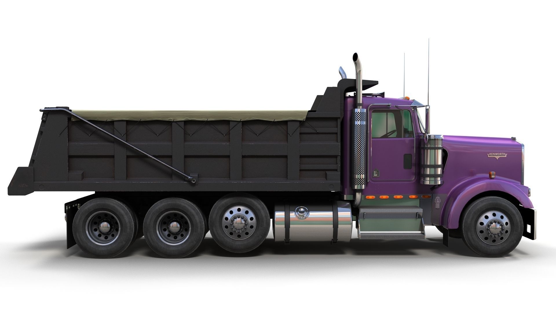 Kenworth dump truck Low-poly 3D model_7