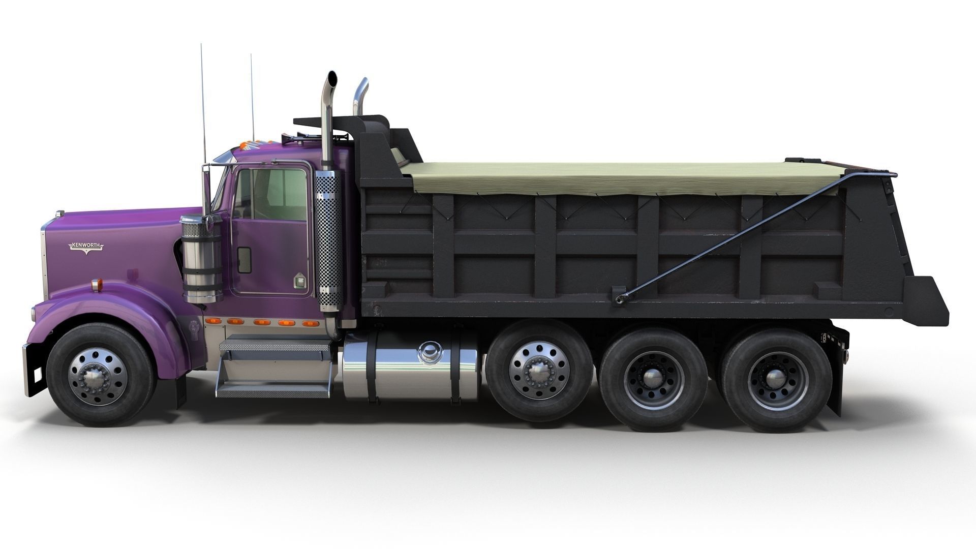 Kenworth dump truck Low-poly 3D model_4