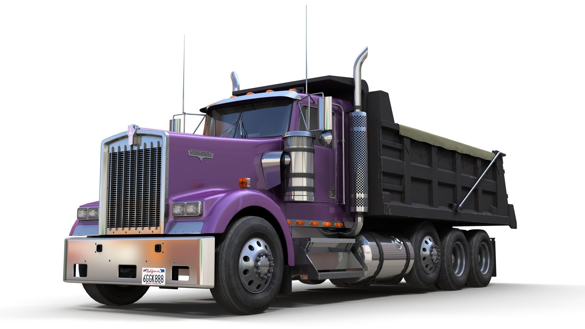 Kenworth dump truck Low-poly 3D model_8