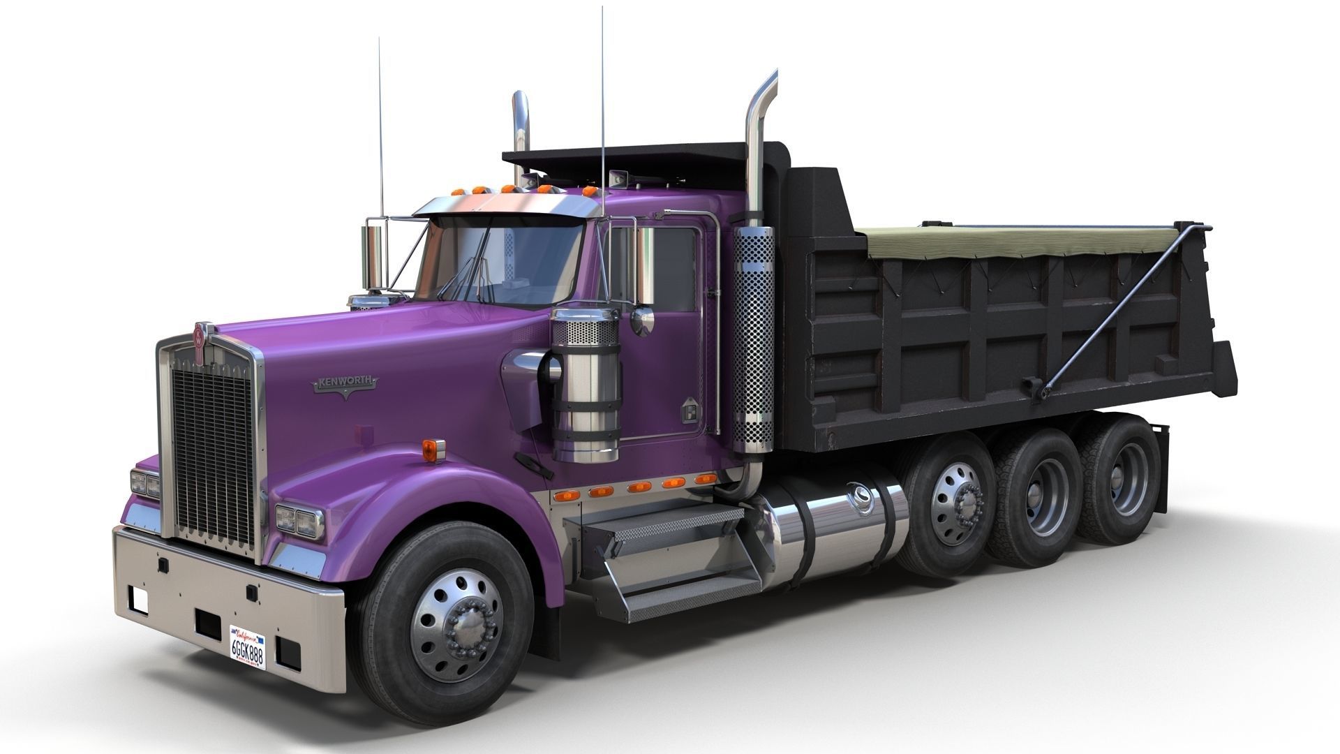 Kenworth dump truck Low-poly 3D model_1