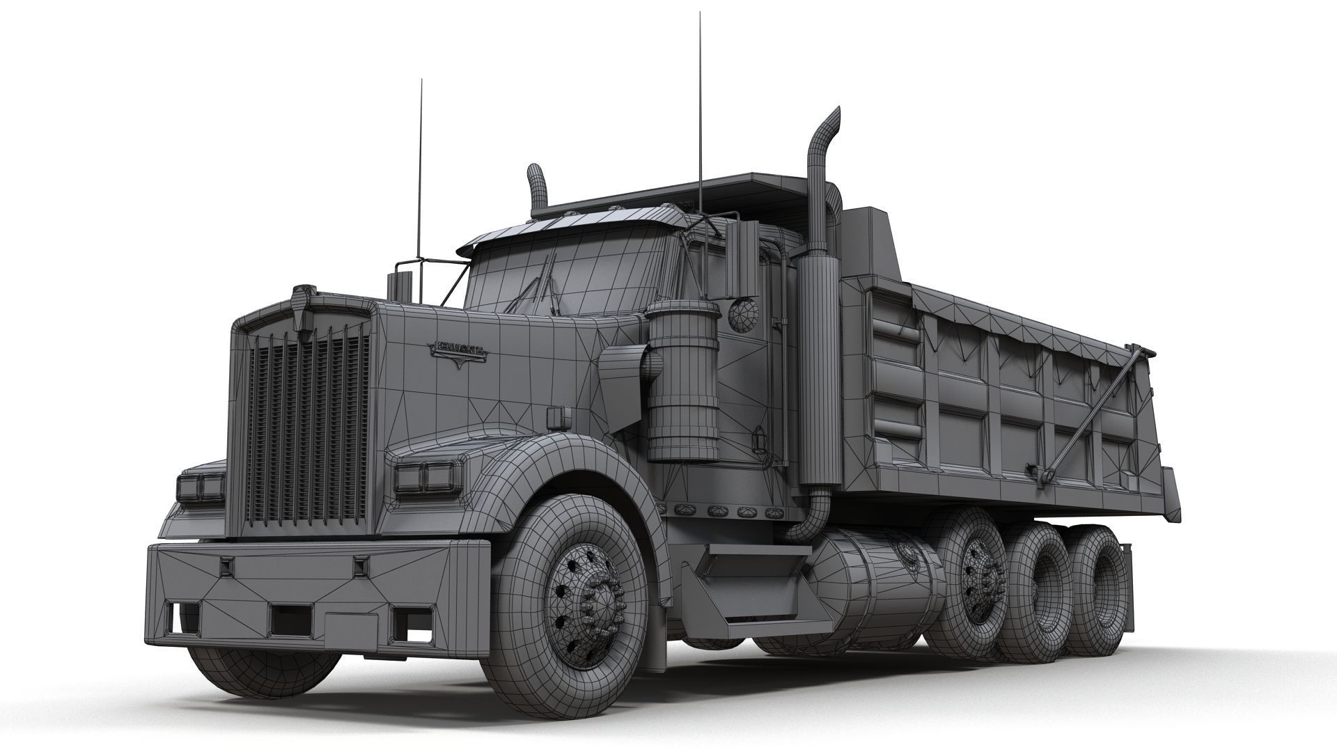 Kenworth dump truck Low-poly 3D model_16