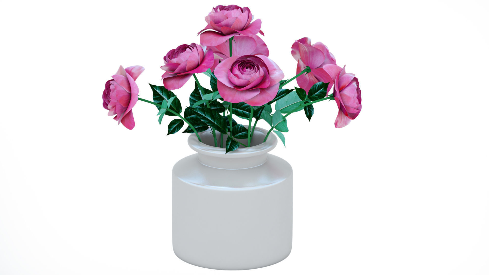 Vase with Roses 3D model_4