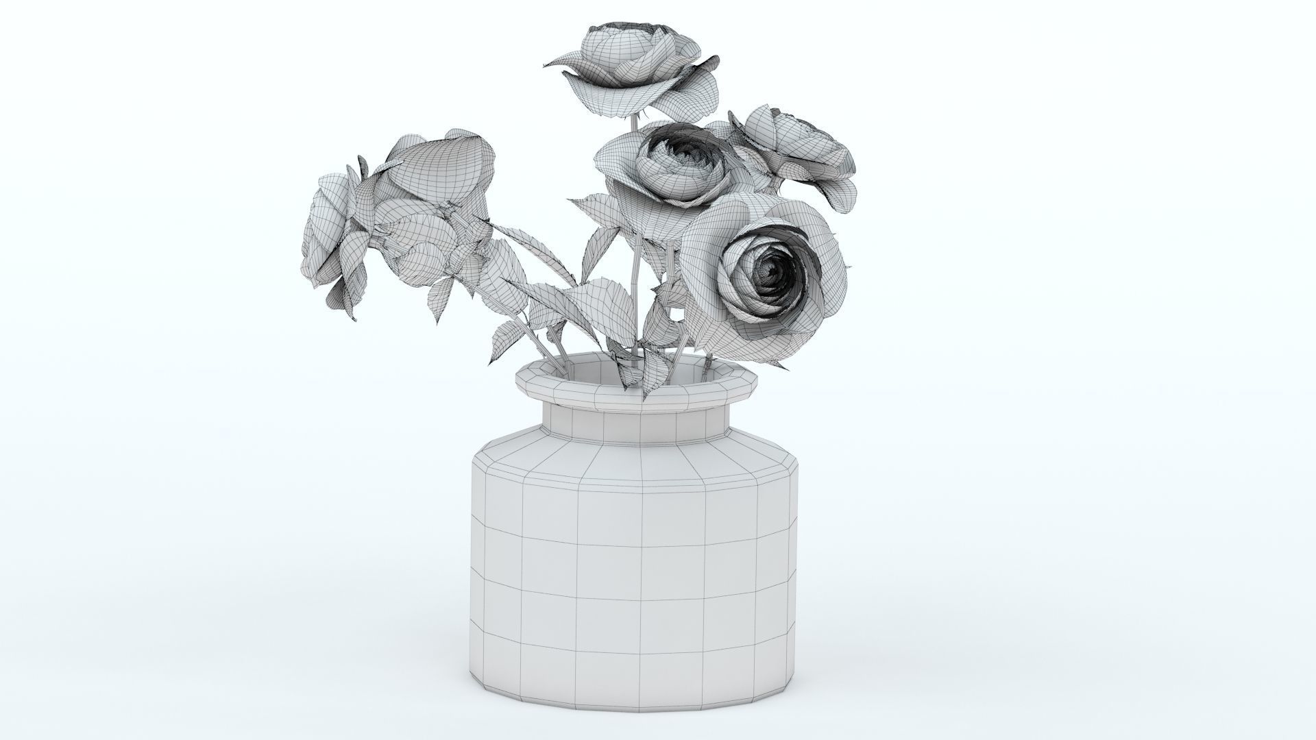 Vase with Roses 3D model_9