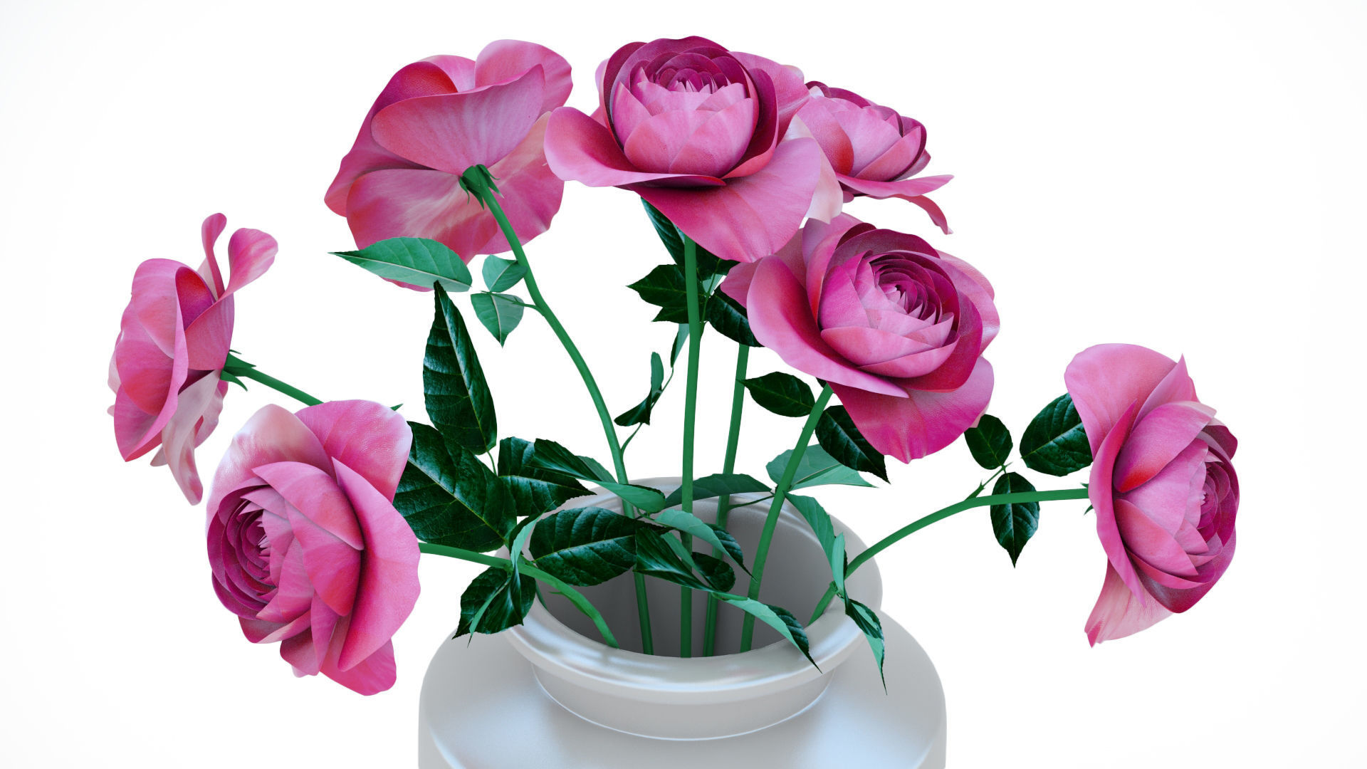 Vase with Roses 3D model_7