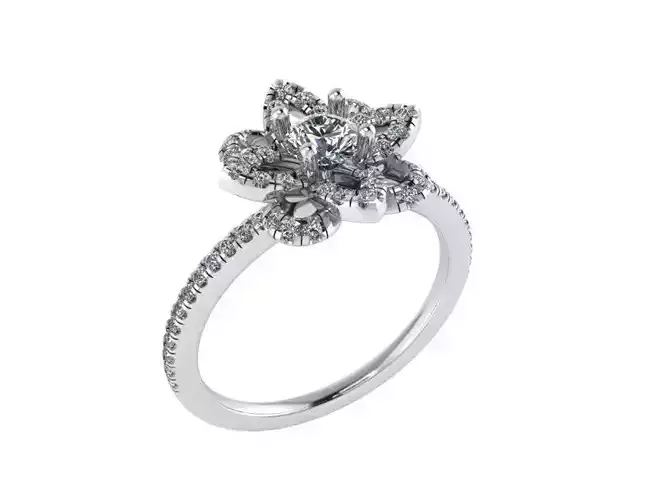 flower ring with round stone 0011