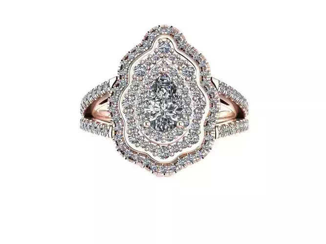 pear mixed halo ring 0010 3D print model