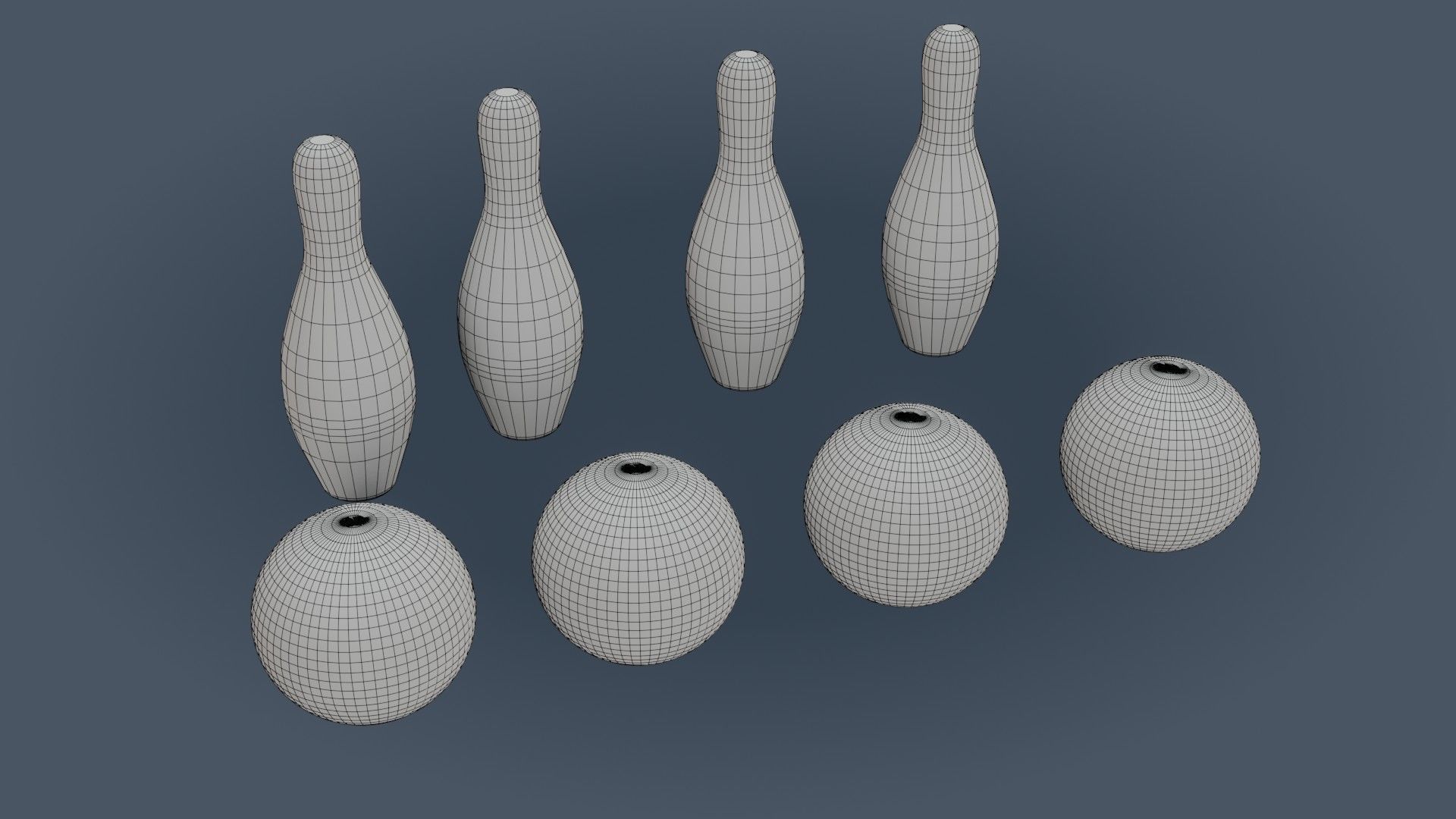 Bowling Set - Low Poly - Game Ready - PBR two pins Low-poly 3D model_7