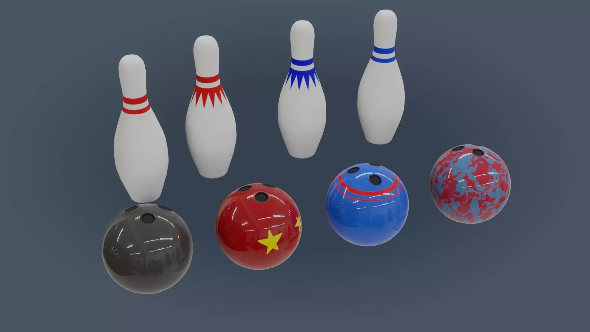 Bowling Set - Low Poly - Game Ready - PBR two pins Low-poly 3D model_0