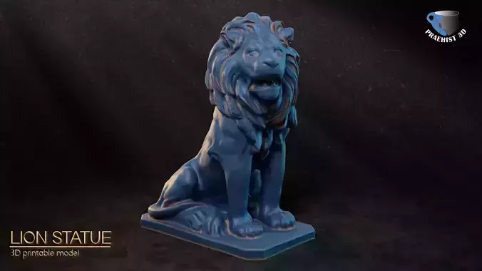 Lion sitting 3D printable for decoration and Tabletop 3D print model