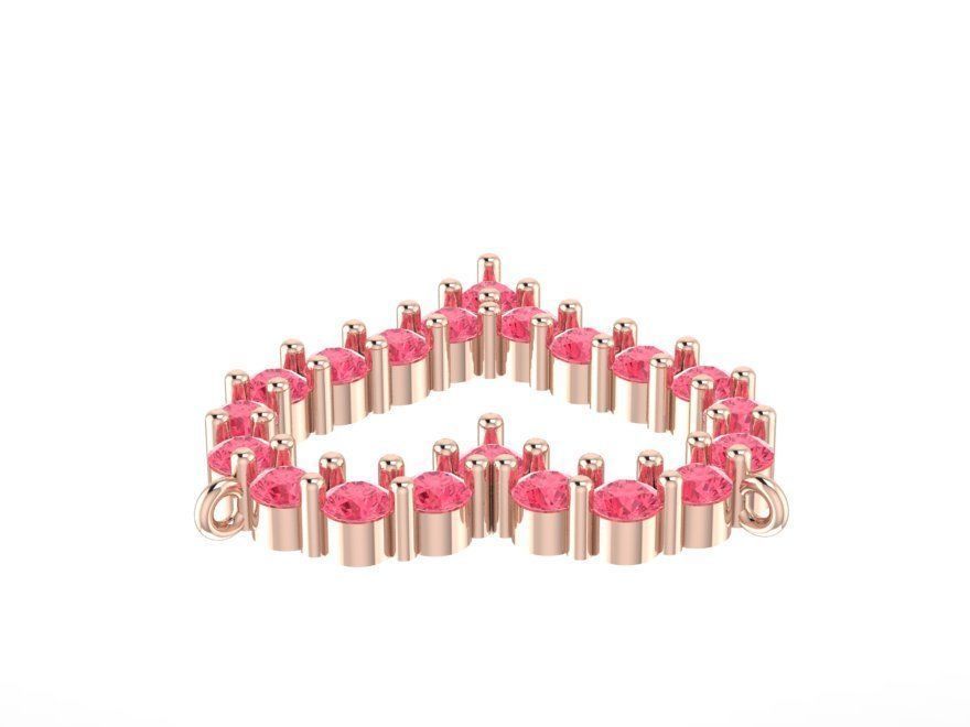 heart pendant with round stones 0009 3D print model_3