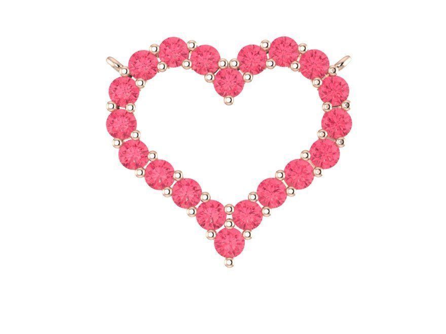 heart pendant with round stones 0009 3D print model_1