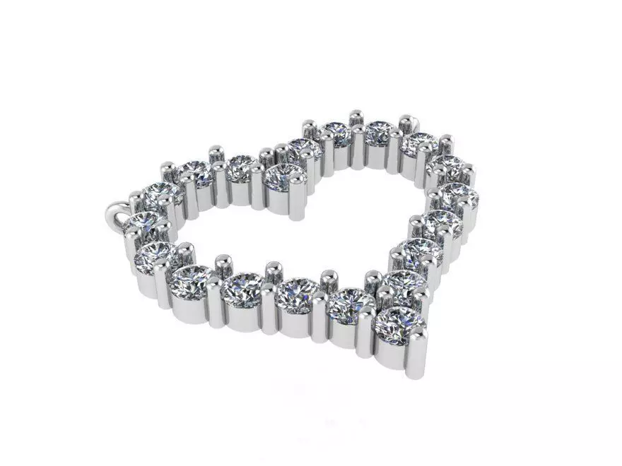heart pendant with round stones 0009 3D print model_0