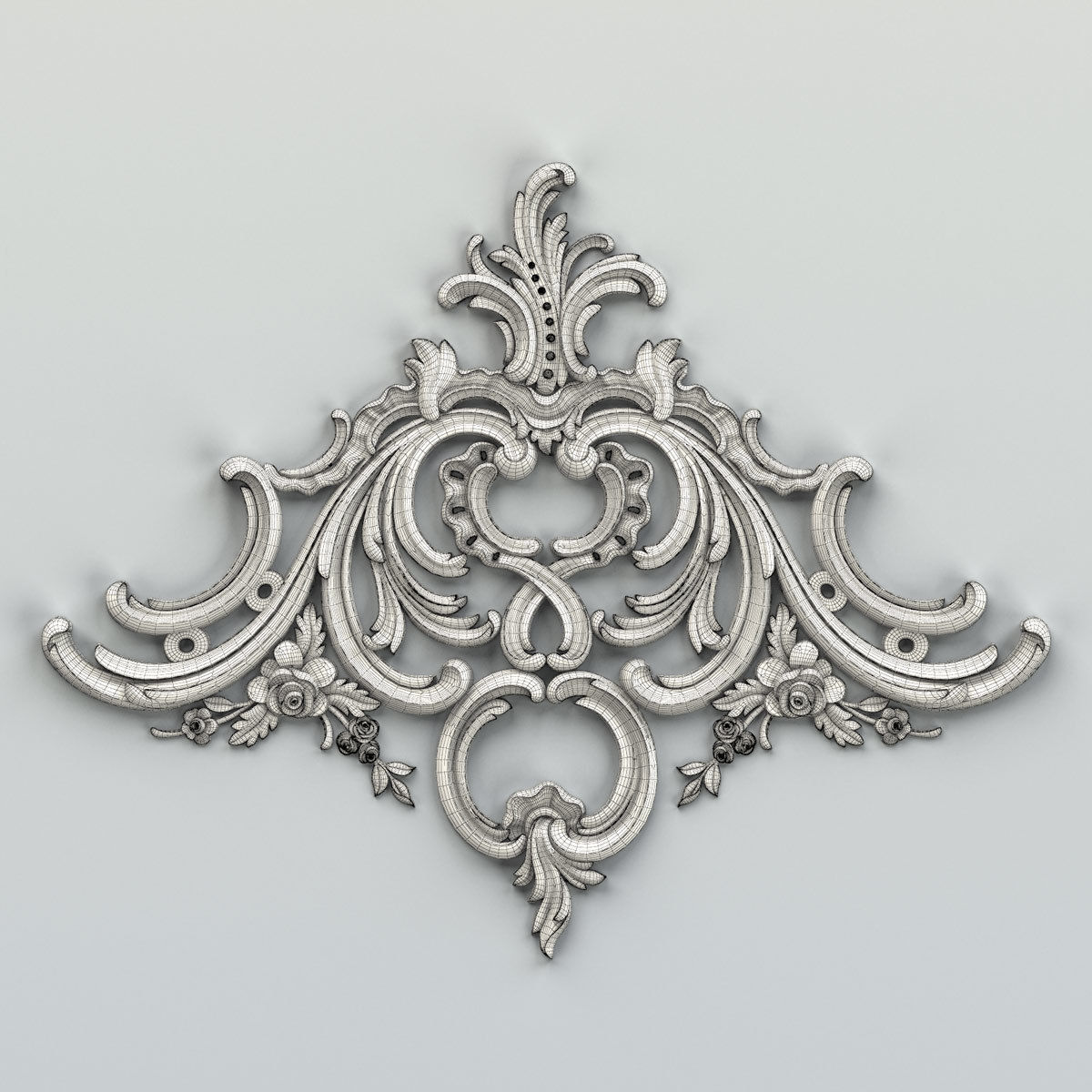 Carved decor central 033 3D model_5