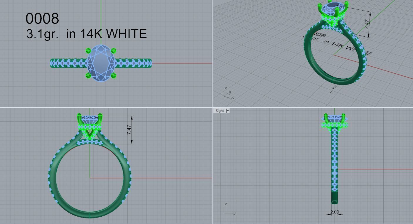 solitaire ring with diamonds 0008 3D print model_4