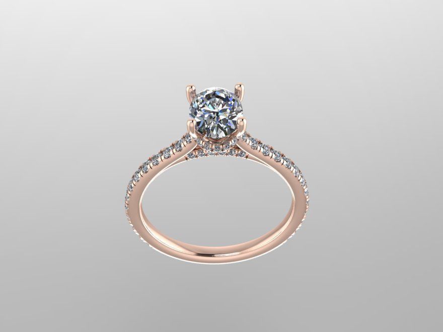 solitaire ring with diamonds 0008 3D print model_3