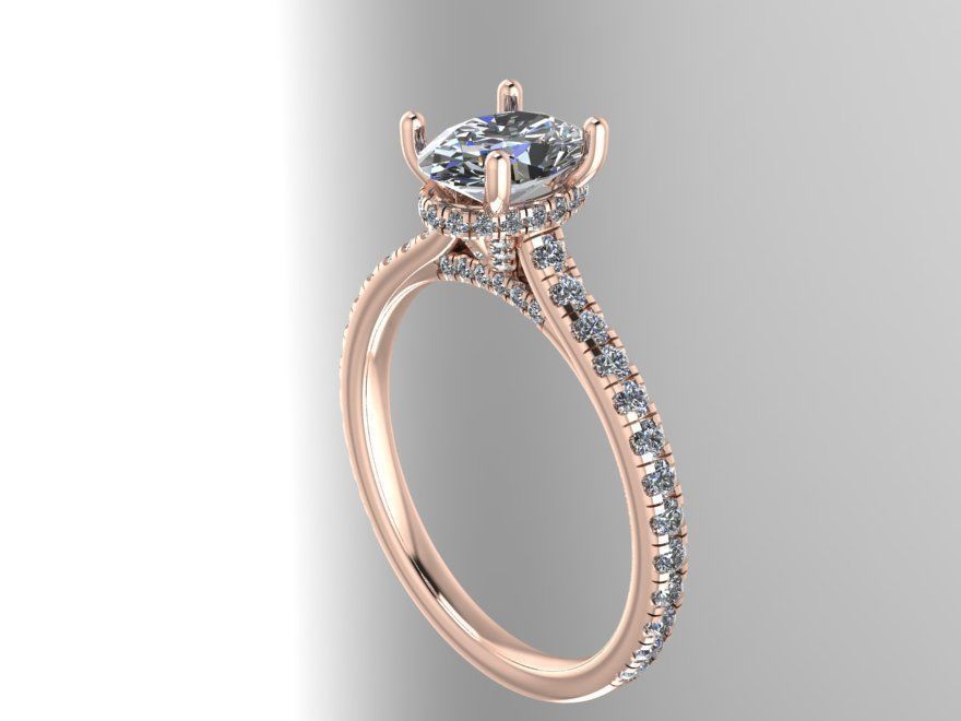 solitaire ring with diamonds 0008 3D print model_1